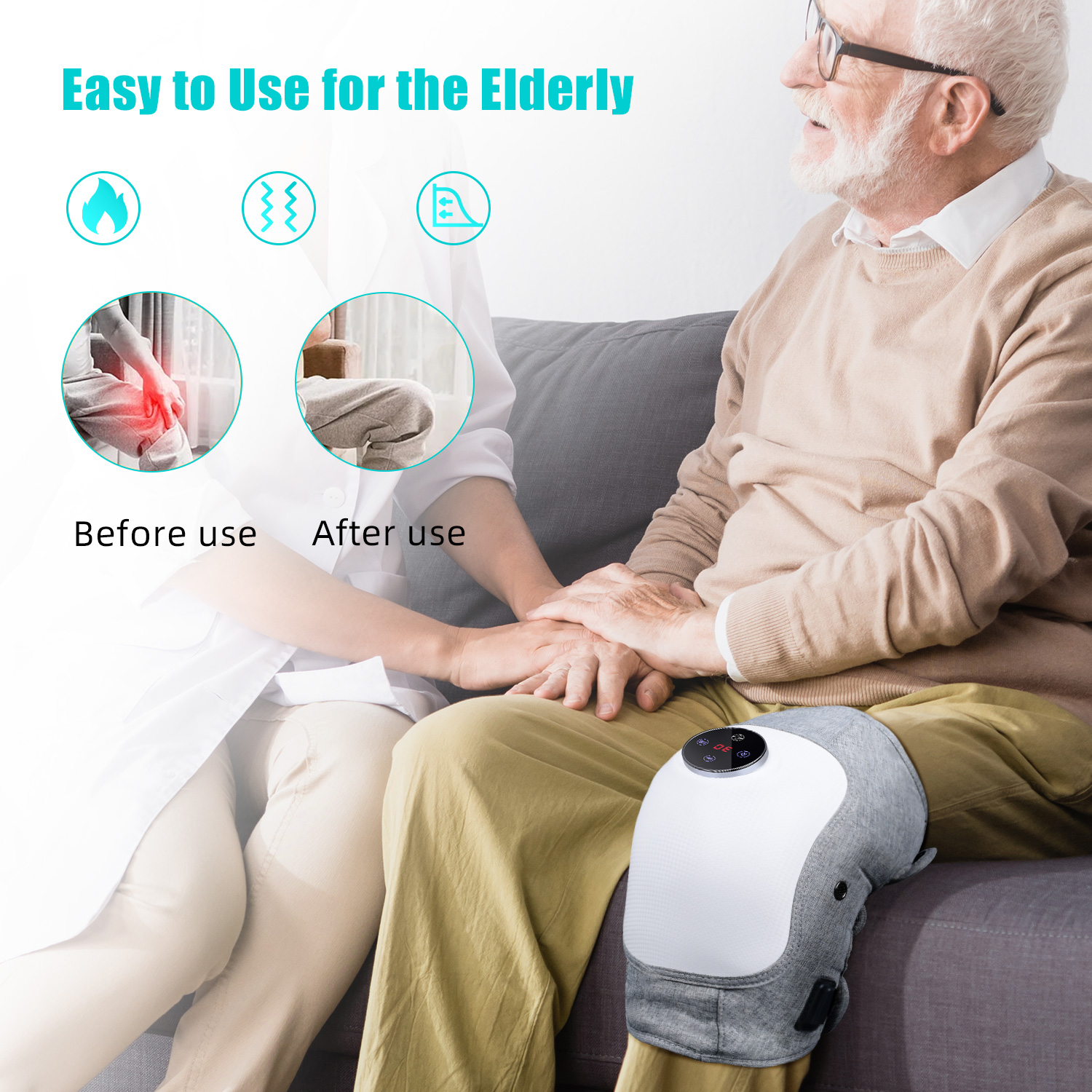 Meeegou over Knee Massager Physiotherapy Instrument for Joint Pain，Laser Infrared Heating Arthrosis Massage Vibrator Machine